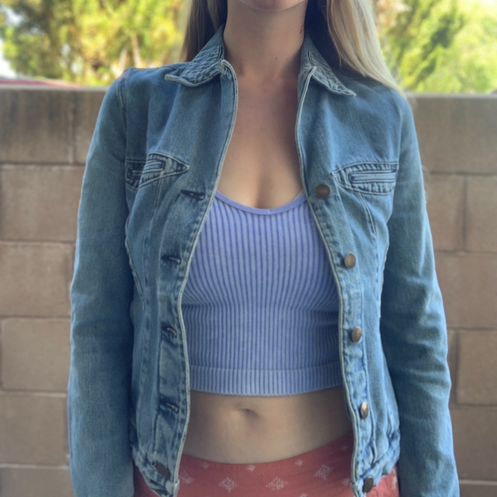 Mng Jeans Patchwork Jacket Size Small - image 1